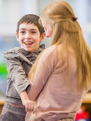 mother playing with son